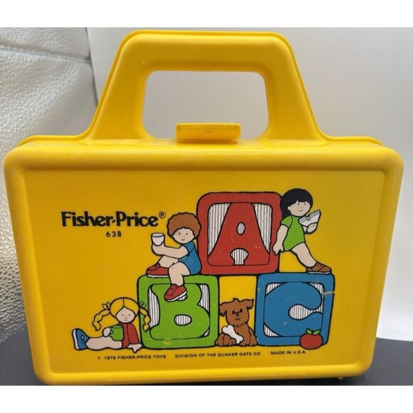 Vintage 1979 Fisher Price 638 Yellow Mini Lunch Box W/ Thermos Set - Picture 1 of 6